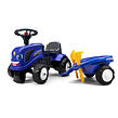 FALK Odrážadlo traktor Baby New Holland T7 s vozíkom a lopatou s hrabľami
