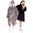 Cozy Noxxiez CH371 Leopard potlač - hrejivá televízna mikinová deka s kapucňou pre teenagerov a dosp