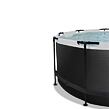 EXIT Frame Pool o360x122cm (12v Sand filter) – Black-Leather Style + Dome