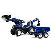 FALK Šliapací traktor New Holland T8 s nakladačom, bagrom a maxi vozíkom
