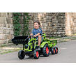 FALK Šliapací traktor Claas - bager s prednou a zadnou lyžicou a prívesom