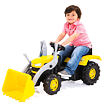 DOLU Velký šlapací traktor s rypadlem, žlutý