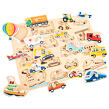 New Classic Toys Dřevěné vkládací puzzle - Dopravní prostředky, 16 ks