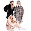 Cozy Noxxiez CH371 Leopard potlač - hrejivá televízna mikinová deka s kapucňou pre teenagerov a dosp