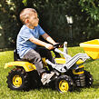 DOLU Velký šlapací traktor s rypadlem, žlutý