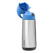 b.box Termoska na pitie so slamkou 500 ml - modrá/sivá
