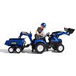 FALK Šliapací traktor New Holland T8 s nakladačom, bagrom a maxi vozíkom