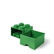 LEGO úložný box 4 s šuplíkom - tmavo zelená
