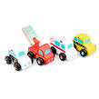 New Classic Toys Sada dřevěných mini vozidel, 4 ks
